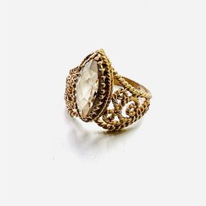 14k solid gold quartz ring
